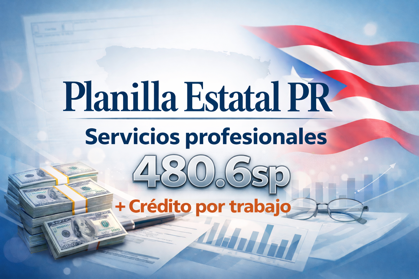 Planilla Estatal Servicios Profesionales con 480.6sp. incluyendo crédito por trabajo